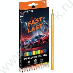Карандаши  24цв Fast Or Last /шестигранные/ 2М, d грифеля-2,8мм /карт.коробка | Фото 1