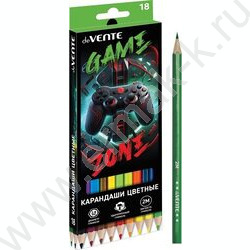 Карандаши  18цв Gamer /шестигранные/ 2М, d грифеля-2,8мм /карт.коробка | Фото 1