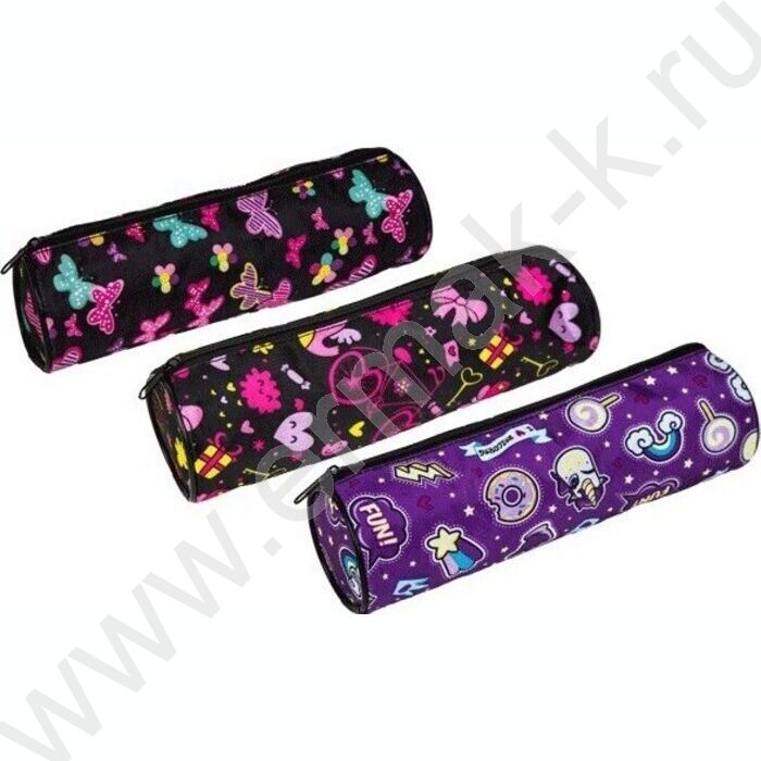 Пенал-круглый 21*6*6см "Candy Shop", молния, текстильный /ассорти | Фото 1