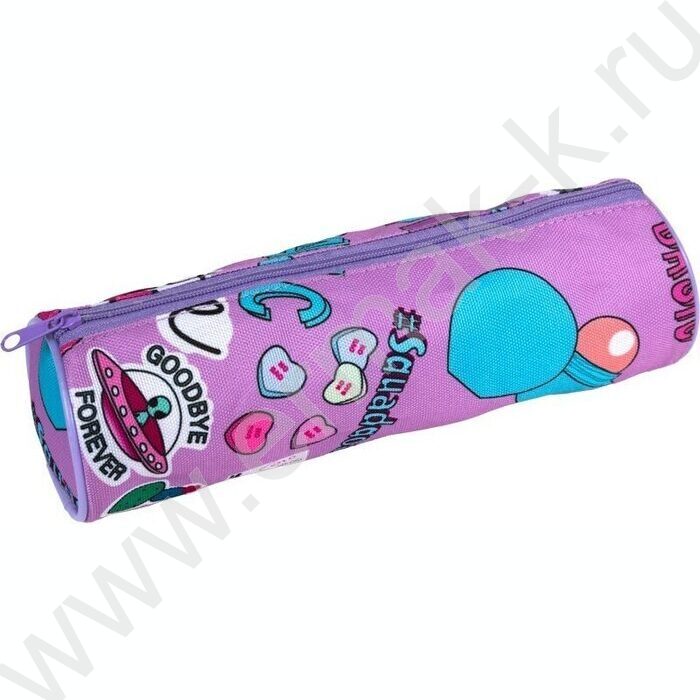 Пенал-круглый 21*6*6см "Happy", молния, текстильный /ассорти | Фото 2