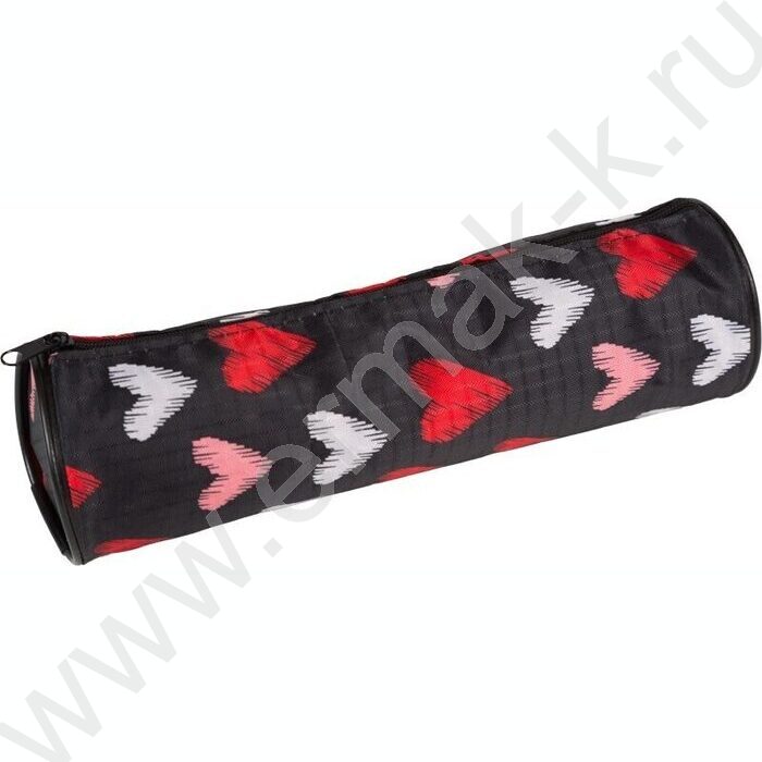 Пенал-круглый 21*6*6см "Hearts", молния, текстильный /ассорти | Фото 3