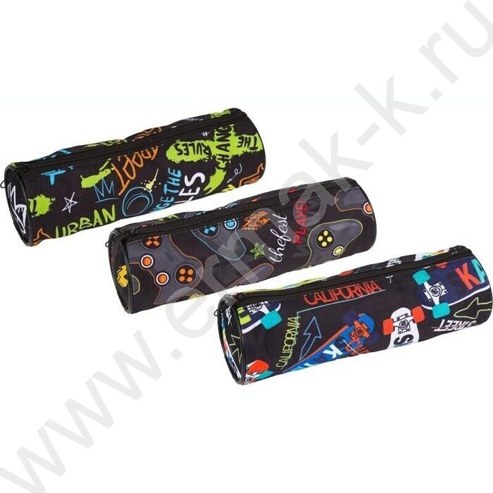 Пенал-круглый 21*6*6см "Urban", молния, текстильный /ассорти | Фото 1