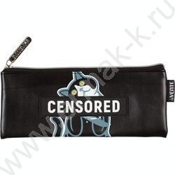 Пенал-плоский на молнии 21,5*9*1см "Censored" /иск.кожа с антивандальн. фактурой, с подкладом | Фото 1