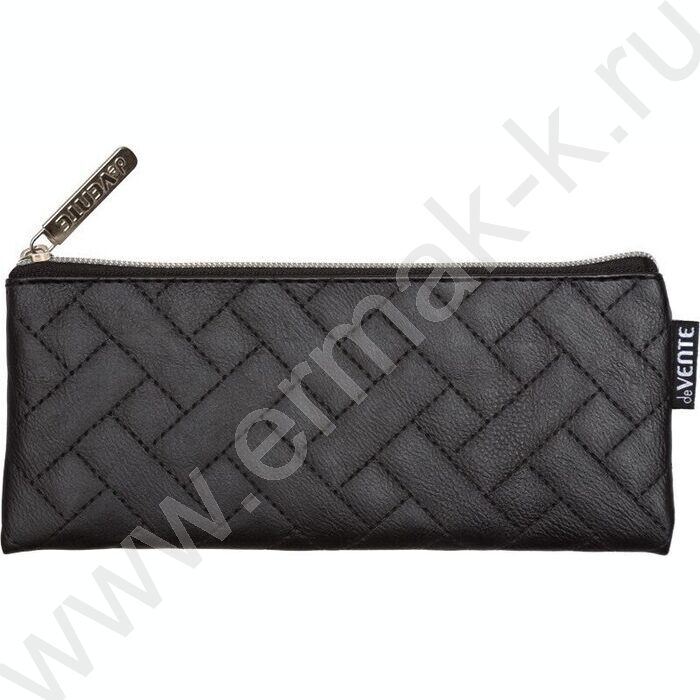 Пенал-плоский на молнии 21,5*9*1см "Factura" /иск.кожа наппа, с подкладом, черный | Фото 1