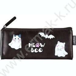Пенал-плоский на молнии 21,5*9*1см "Ghost Meow" /матовая ативандал. иск.кожа, с подкладом | Фото 1
