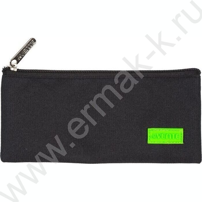 Пенал-плоский на молнии 21,5*9*1см "Uno Green" /матовый полиэстер /черный | Фото 1