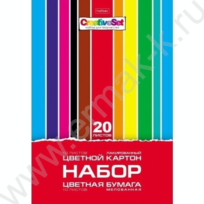 Картон цв+бум.цв А4 20л 10цв+10цв "Creative Set" | Фото 1