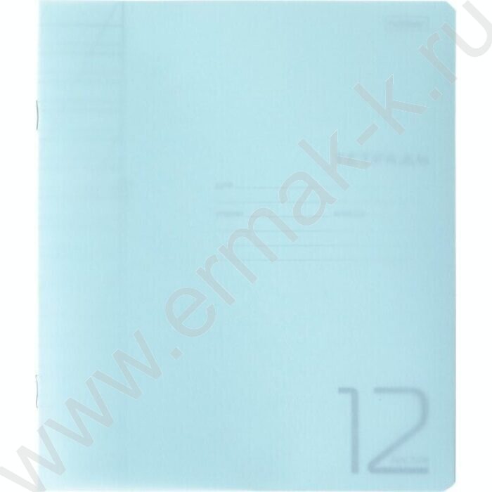 Тетрадь  12л линейка косая с пластиковой обложкой "Бирюзовая" | Фото 1