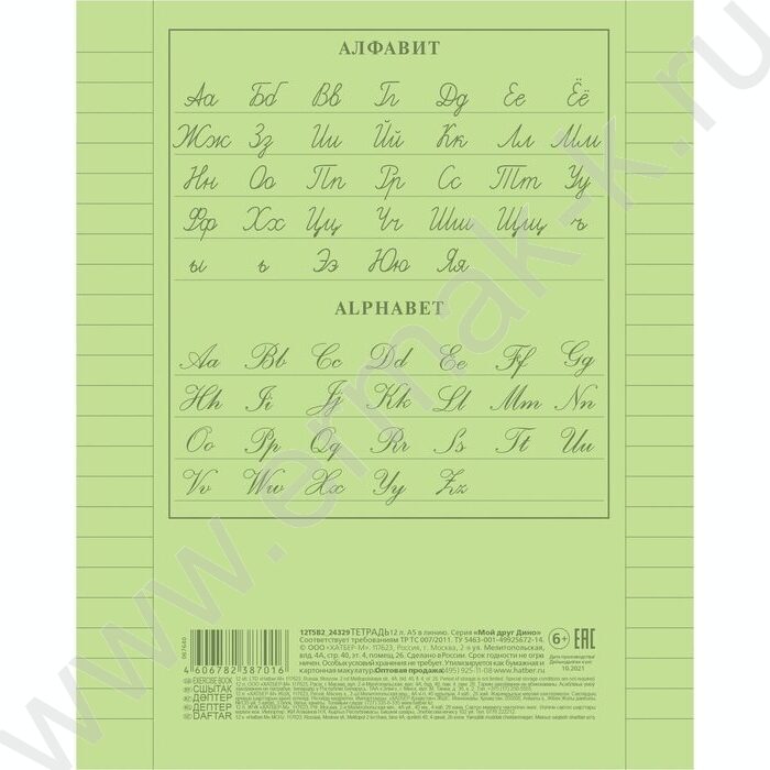 Тетрадь  24л линейка с пластиковой обложкой "Зеленая" | Фото 2