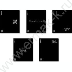 Тетрадь  48л А5+ клетка/пластик обл./ "Words" /черный /ассорти | Фото 1