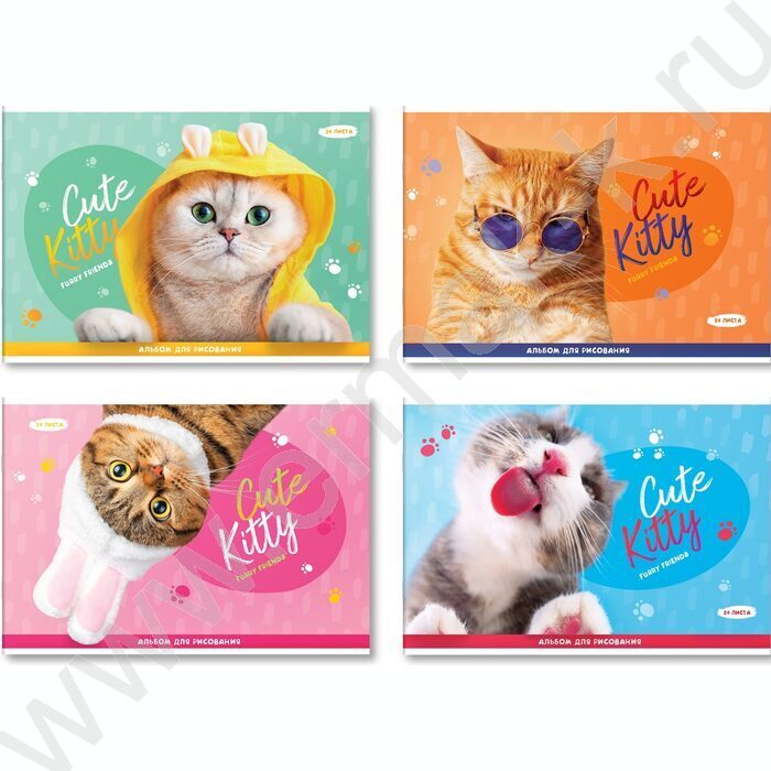 Альбом д/рисования 24л "Cute Kitty" ассорти | Фото 1