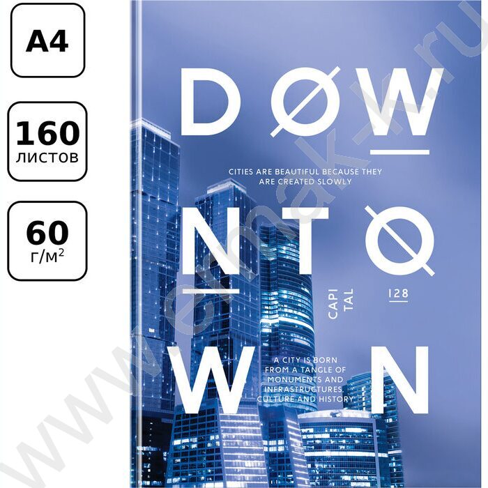 Бизнес-блокнот 160л А4 "Небоскребы" матовая ламинация, выб. лак | Фото 4