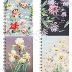 Тетрадь  80л клетка/спираль/тв.обл."Flower gallery" /глянц. лам. | Фото 1