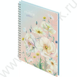 Тетрадь  80л клетка/спираль/тв.обл."Flower gallery" /глянц. лам. | Фото 5