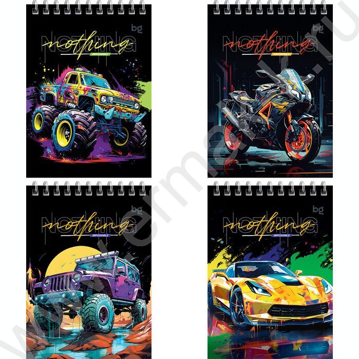 Блокнот  60л А6 спираль "Bright cars" ассорти | Фото 1