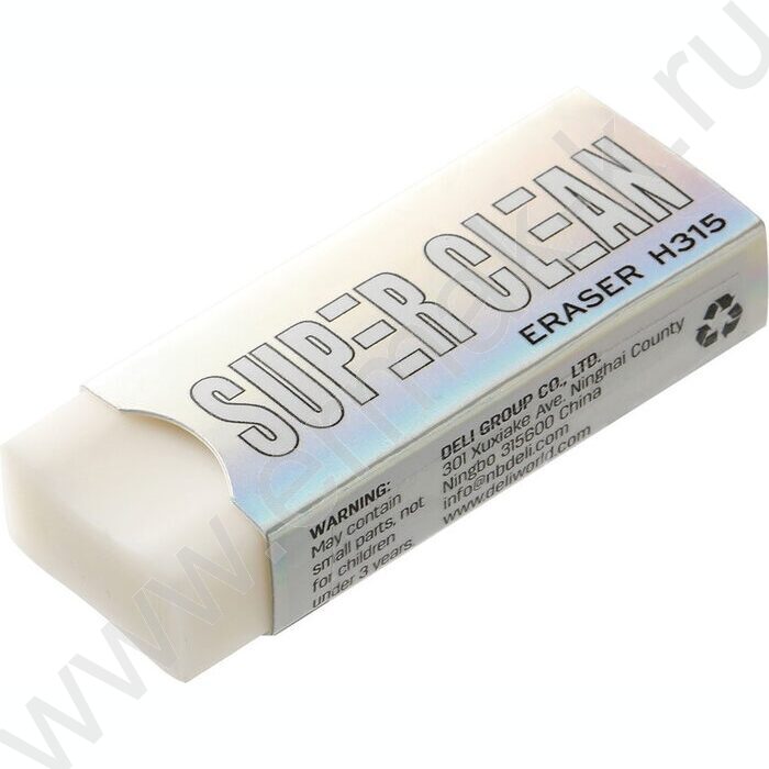 Ластик белый прямоугольный "Super Clean" 54*20*10мм | Фото 1