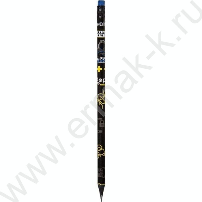 Карандаш ч/гр с ластиком HB "Triolino SuperHero. Hacker" 2мм, трехгранный, заточенный | Фото 1