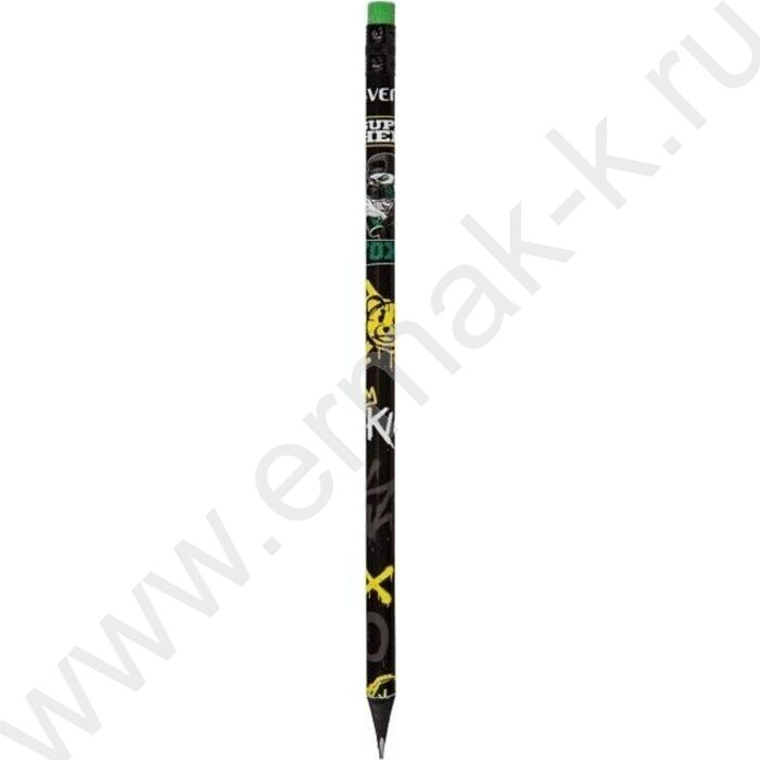 Карандаш ч/гр с ластиком HB "Triolino SuperHero. Toxic" 2мм, трехгранный, заточенный | Фото 1