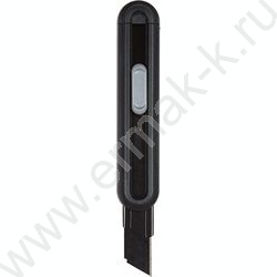 Нож канцелярский  18мм "TOTAL BLACK", 15,4 см, метал. направляющее, черный корпус с серыми элем. | Фото 1