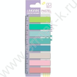 Набор самокл. этикеток-закладок 12*44мм /20л*8цв пастель, "Pastel"  пластик полупр. кор.блистер | Фото 1