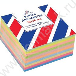 Бумага д/записей  76*76мм /400л, 75г/м², 6 неоновых и 4 пастельных цветов с липким краем NEW | Фото 1