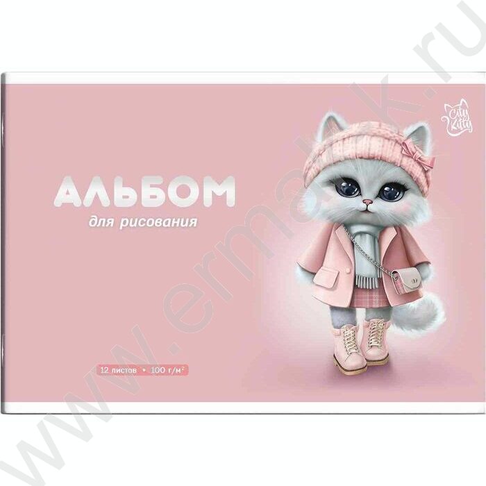 Альбом д/рисования 12л "Кошечка в пальто" | Фото 1