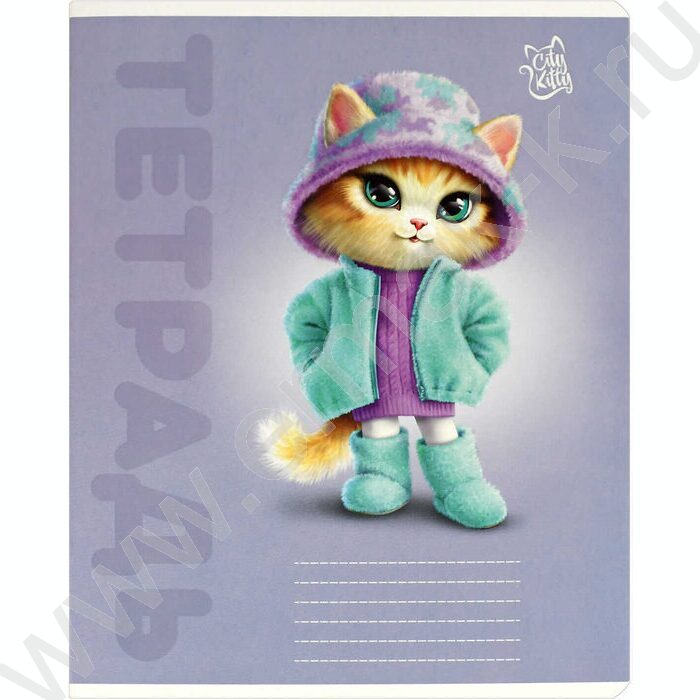 Тетрадь  12л линейка "Городские кошечки" /выборочный  УФ-лак/ ассорти | Фото 2