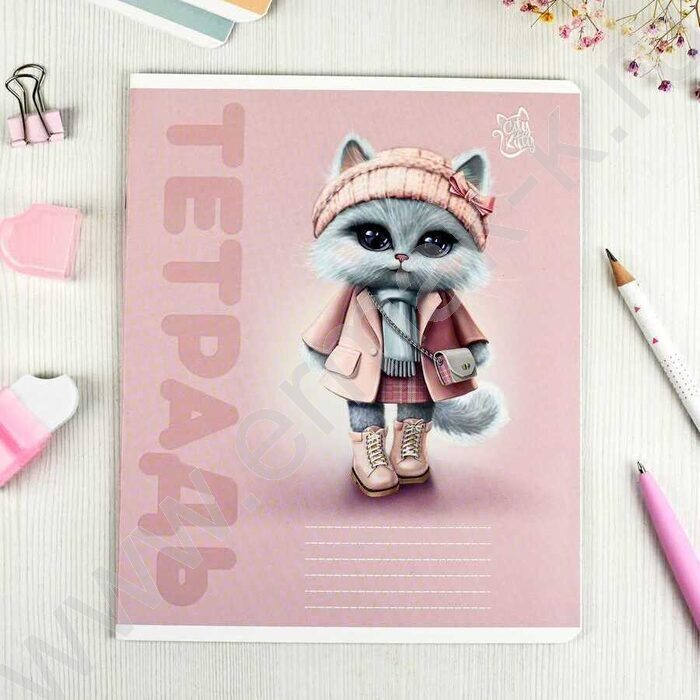 Тетрадь  12л линейка "Городские кошечки" /выборочный  УФ-лак/ ассорти | Фото 7