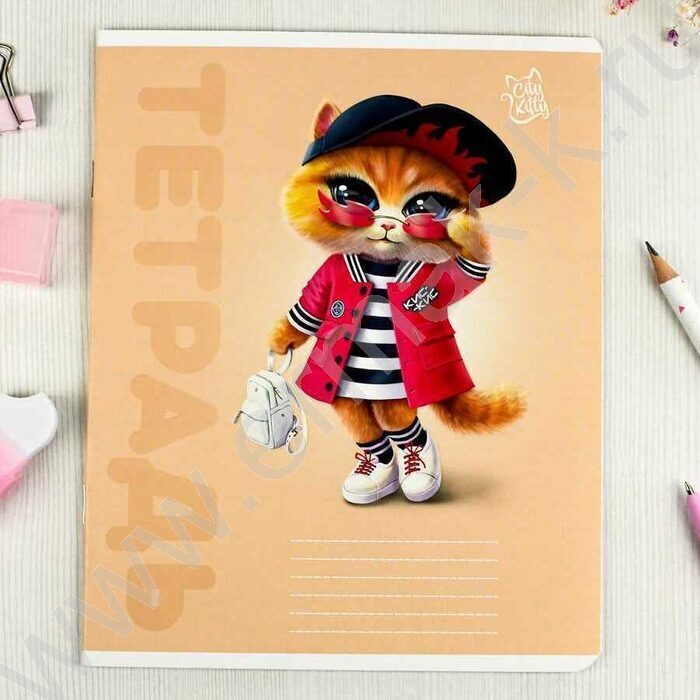 Тетрадь  12л линейка "Городские кошечки" /выборочный  УФ-лак/ ассорти | Фото 8