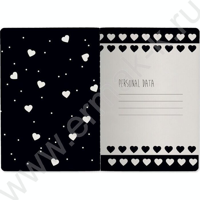 Тетрадь  40л клетка "BLACK&WHITE. Сердечки" 70 г/м2 бежевая бумага | Фото 2