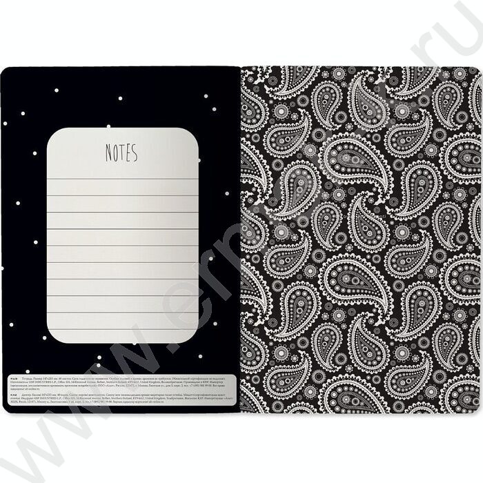 Тетрадь  40л клетка "BLACK&WHITE. Восточный мотив" 70 г/м2 бежевая бумага | Фото 4
