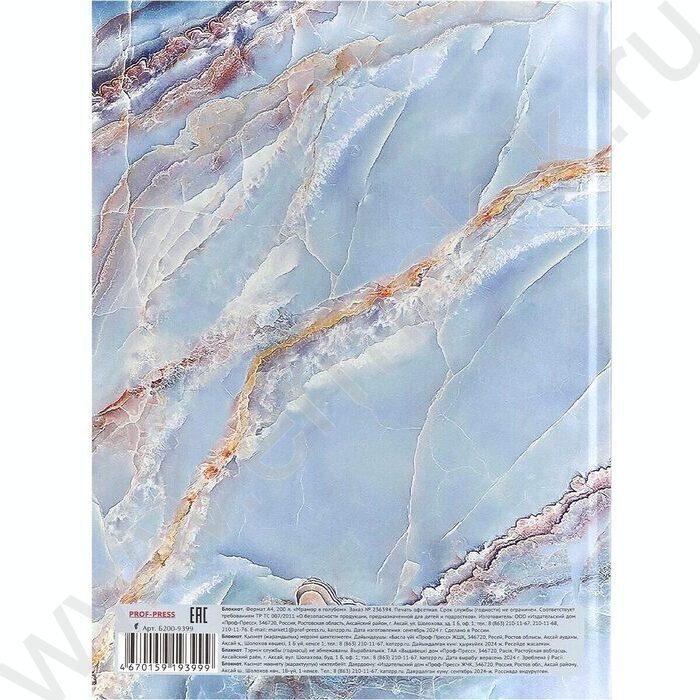 Бизнес-блокнот 200л А4 тв.обл "Мрамор в голубом" /глянец/ | Фото 4