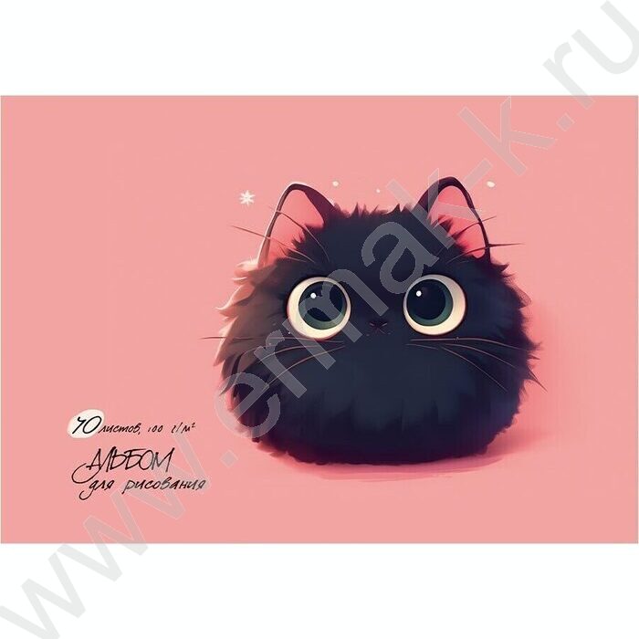 Альбом д/рисования 40л "Чёрный котёнок" | Фото 1