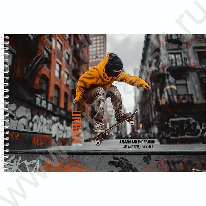 Альбом д/рисования-спираль 40л "Скейтборд и граффити" | Фото 1