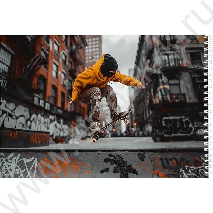 Альбом д/рисования-спираль 40л "Скейтборд и граффити" | Фото 3