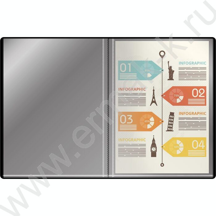 Папка  40 файлов черная /пластик 0.5мм | Фото 2