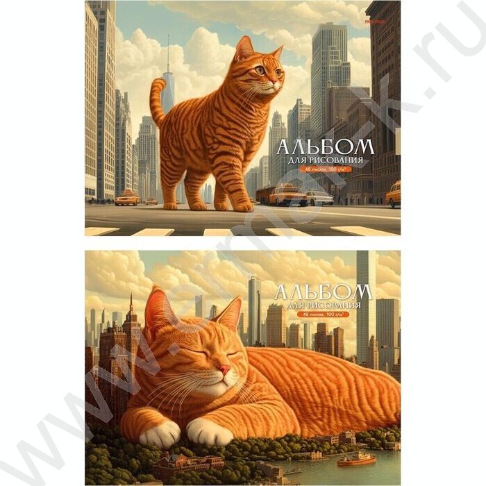 Альбом д/рисования 48л "Гигантские кошки" /матовая лам, выб. лак/ ассорти | Фото 1