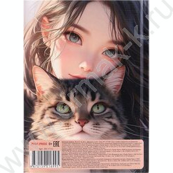 Зап. книжка  80л А5 тв.обл. "Девушка и кот" /глянец/лен/без линовки | Фото 4