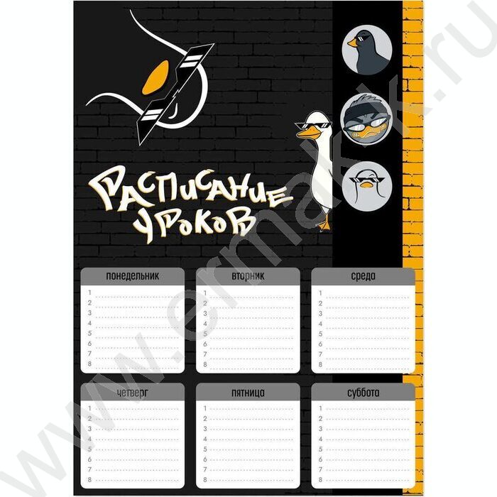 Расписание уроков А4 Крутой утёнок /выб.Уф-лак/ | Фото 1