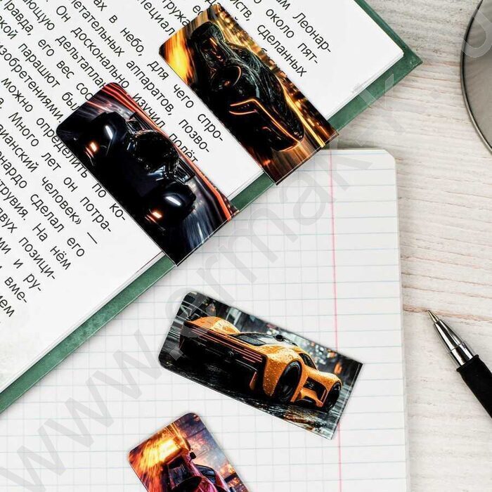 Закладки магнитные "Спортивные тачки" набор 4шт | Фото 7