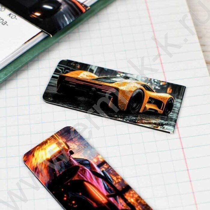 Закладки магнитные "Спортивные тачки" набор 4шт | Фото 8