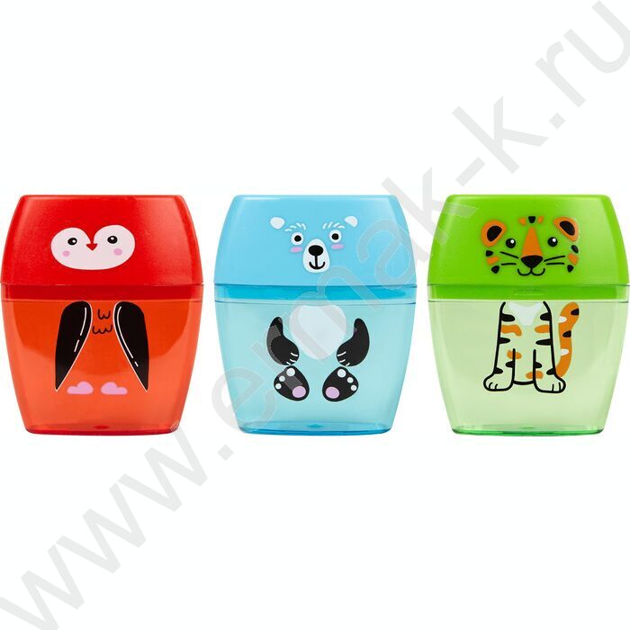 Точилка 2отв. пластик /с контейнером /ассорти | Фото 2