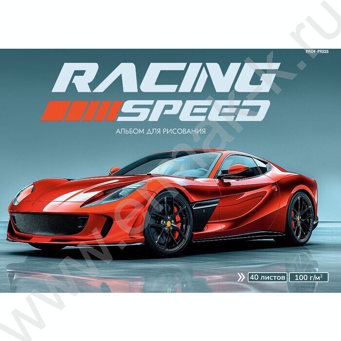 Альбом д/рисования-склейка 40л "Красный автомобиль-2" | Фото 1