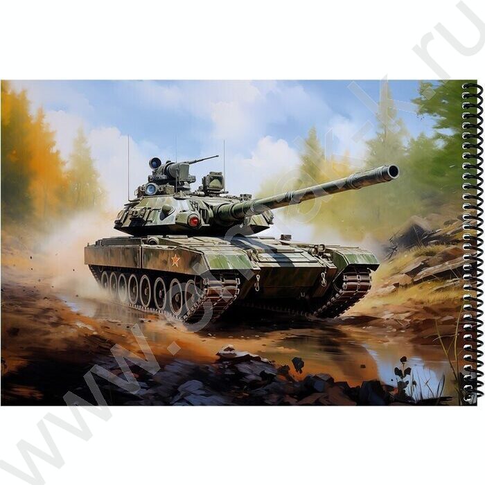 Альбом д/рисования-спираль 40л "Военный танк-1" | Фото 3