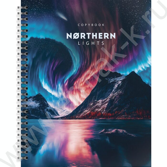 Тетрадь  48л А5+ клетка/спираль "Северное сияние"  /мел. карт., лак /ассорти | Фото 4
