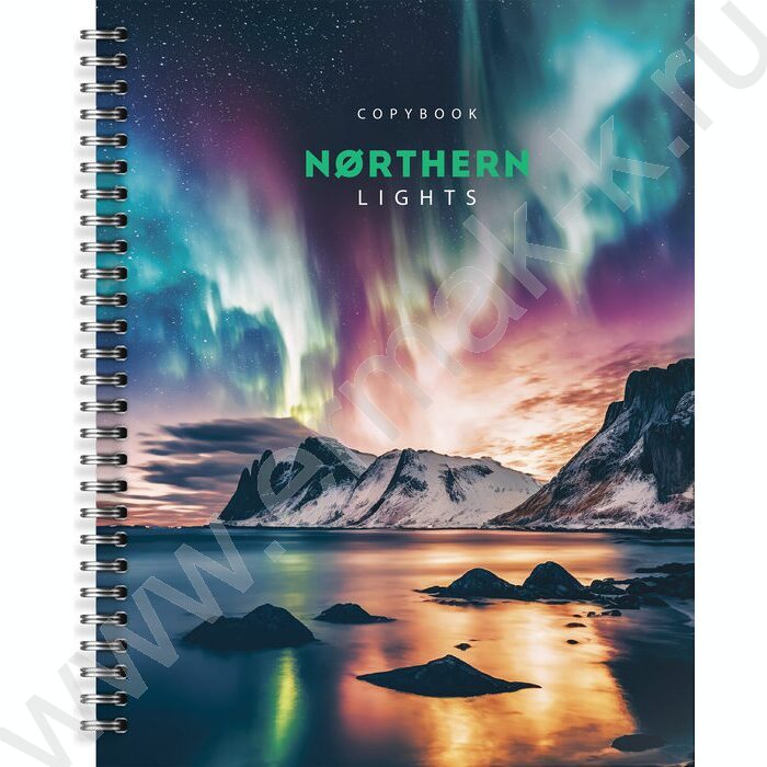 Тетрадь  48л А5+ клетка/спираль "Северное сияние"  /мел. карт., лак /ассорти | Фото 5