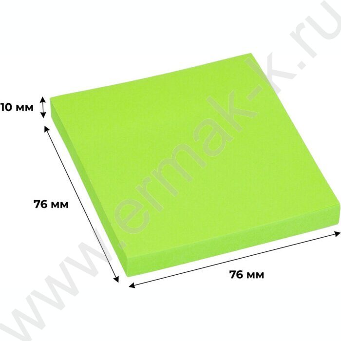 Бумага д/записей  76*76мм /100л, 70г/м²,неон,  зеленая с липким краем "Bright colours" | Фото 3