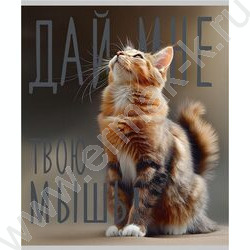 Тетрадь  96л клетка "Котики и надписи" /лён/серебро/ ассорти | Фото 5