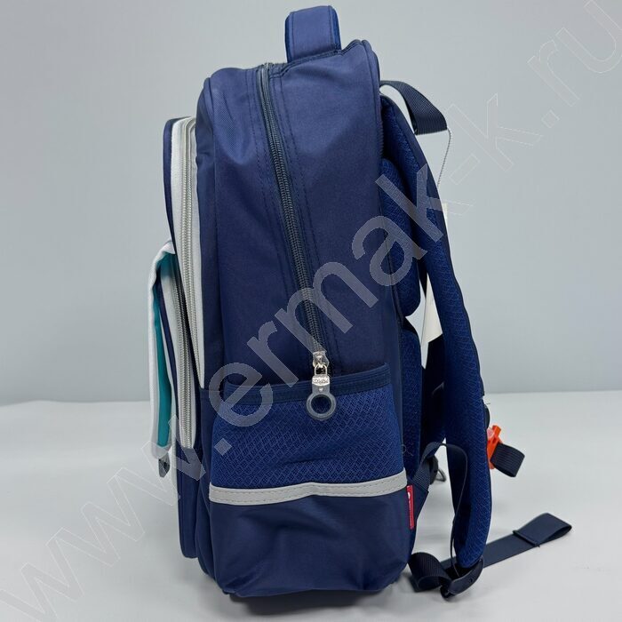 Ранец эргономичная спинка /синий, серый, белый /2отд. 2 карм. спереди, 2 карм. по бокам | Фото 2