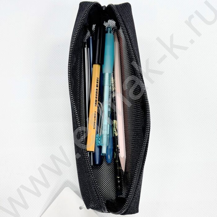 Пенал-косметичка /сетка /20*4*6см. /черный, полиэстер | Фото 2
